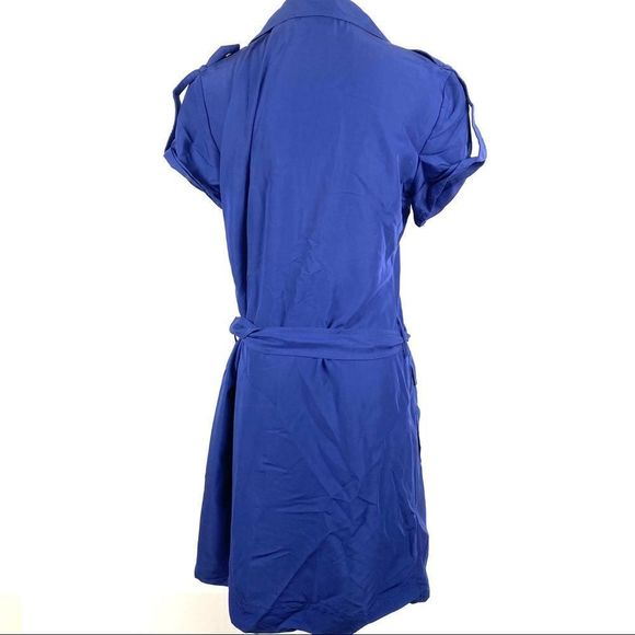 NY&Co Blue Cargo Utility Belted Cap Sleeve Dress - Picture 3 of 8